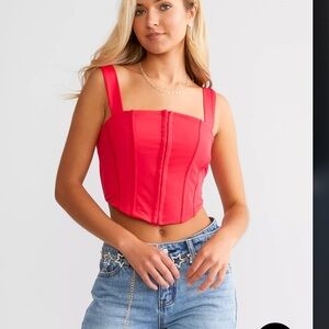 Willow & Root Mesh Corset Cropped Tank Top